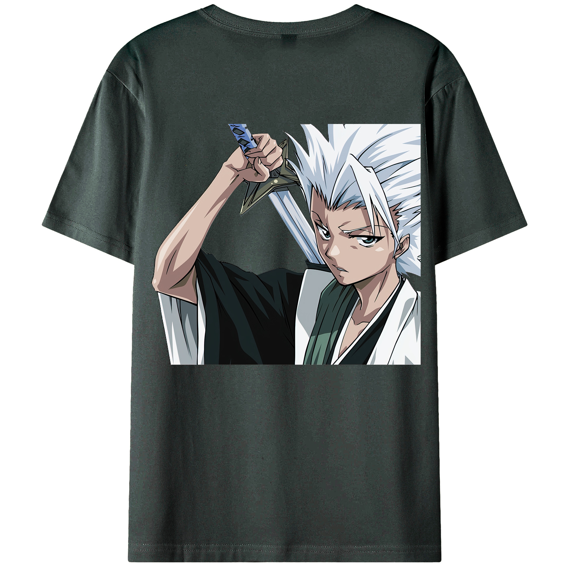 （画像用） ブリーチ 日番谷冬獅郎（ひつがや とうしろう） BLEACH Hitsugaya Toushirou 綿100％ メンズ半袖Tシャツ（バックプリント） 通気性